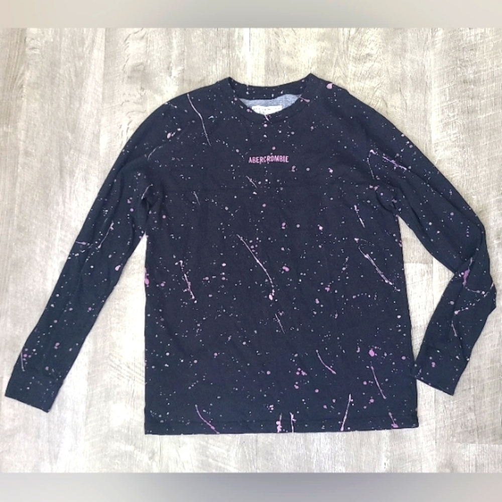 3/$10 tees-New Abercrombie Kids Paint Splat Black Long Sleeve Tee, Girls 15/16